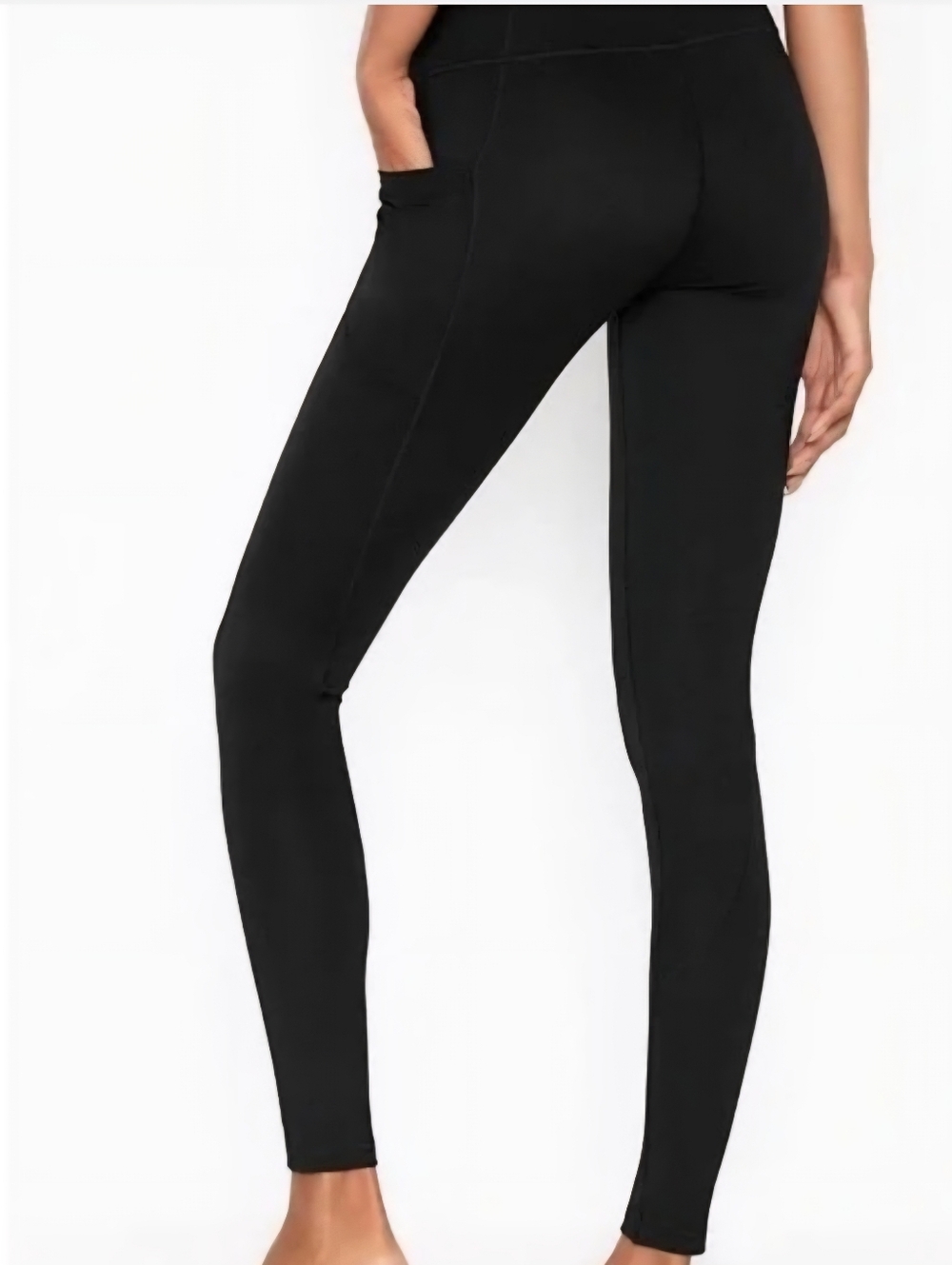 Victoria Sport Full Length High-waisted Black Athletic Leggings, Side Pockets